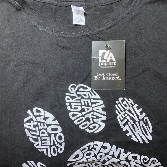 LA Pop Art Women XL Black Dog Paw Graphic Pullover Tee Shirt Top NWT AZ32 - Picture 3 of 4